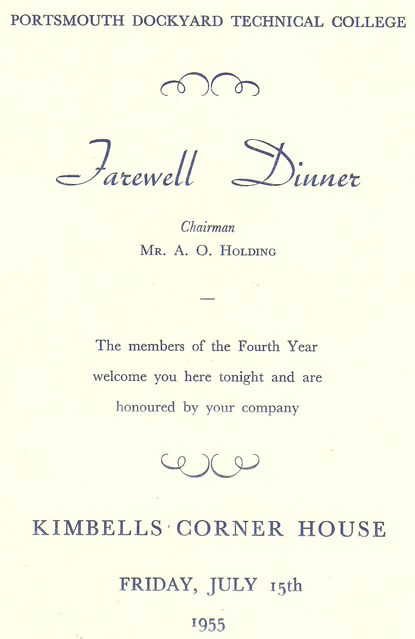 upper school farewell dinner 1955 invitation card invitation menu 